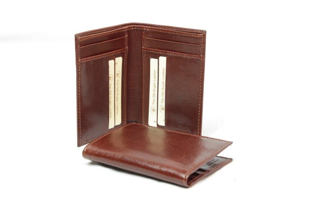  LEATHER CARD HOLDER WITH RFID-BROWN|800693MA|Old Angler Firenze