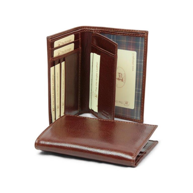  LEATHER CARD HOLDER WITH LIGHT POCKETS-BROWN|801093MA|Old Angler Firenze