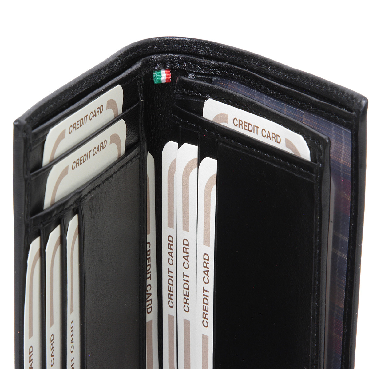  LEATHER CARD HOLDER WITH LIGHT POCKETS-NERO|801089NE|Old Angler Firenze