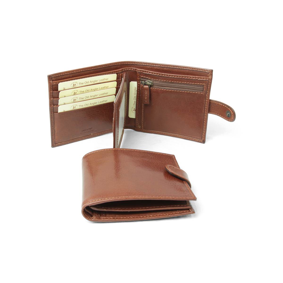 Three Part Leather Wallet with coin pocket with zipper - Brown | 504305MA US | Old Angler Firenze