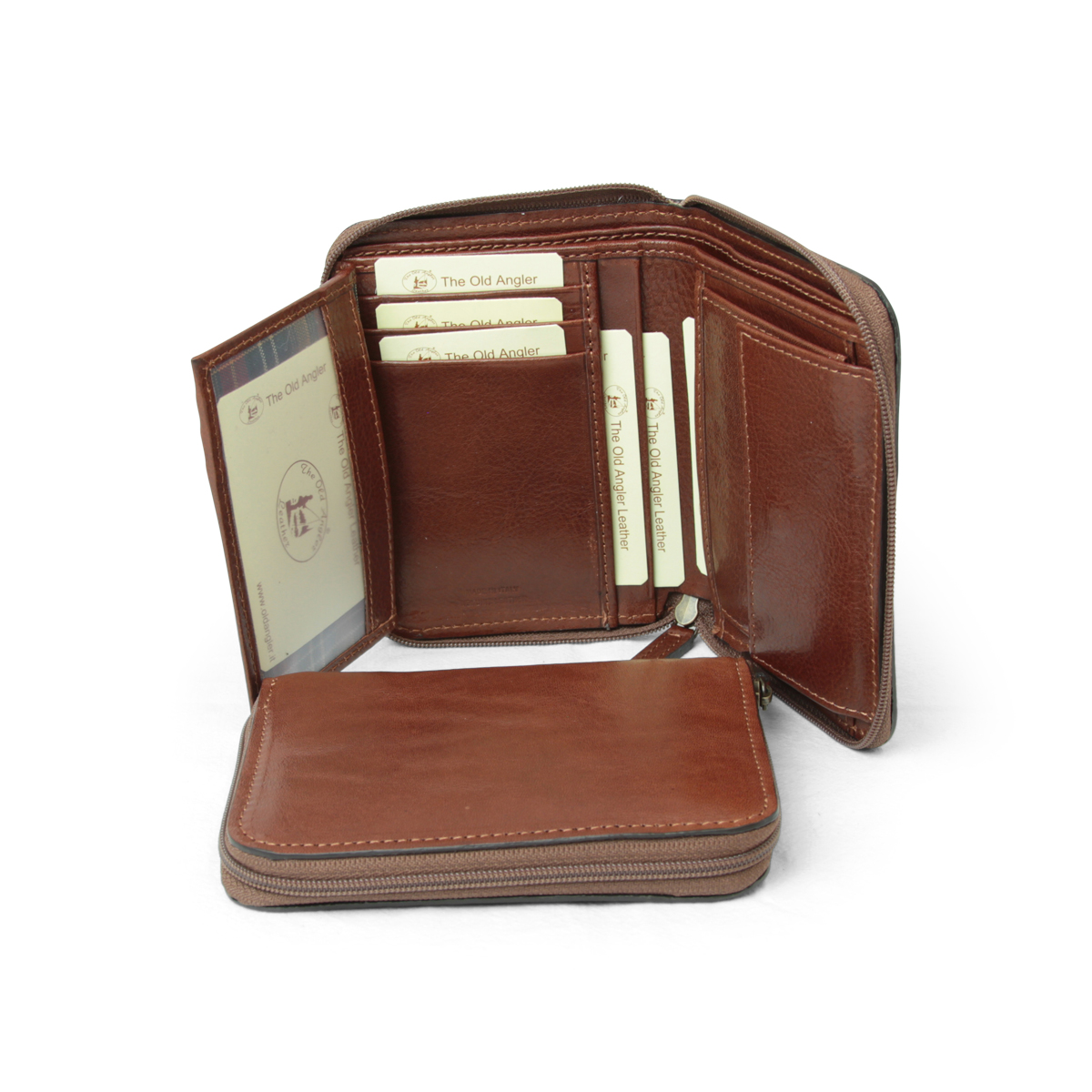  Leather  Wallet with zip around -  Brown|806893MA|Old Angler Firenze