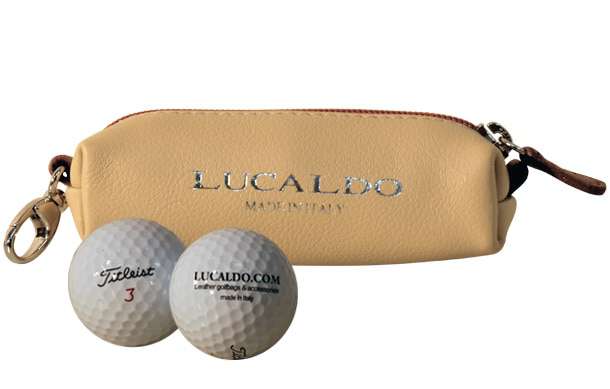 Selective Leather Golf Ball Holder - Sandy Brown/Brown | 315065SC | EURO | Old Angler Firenze