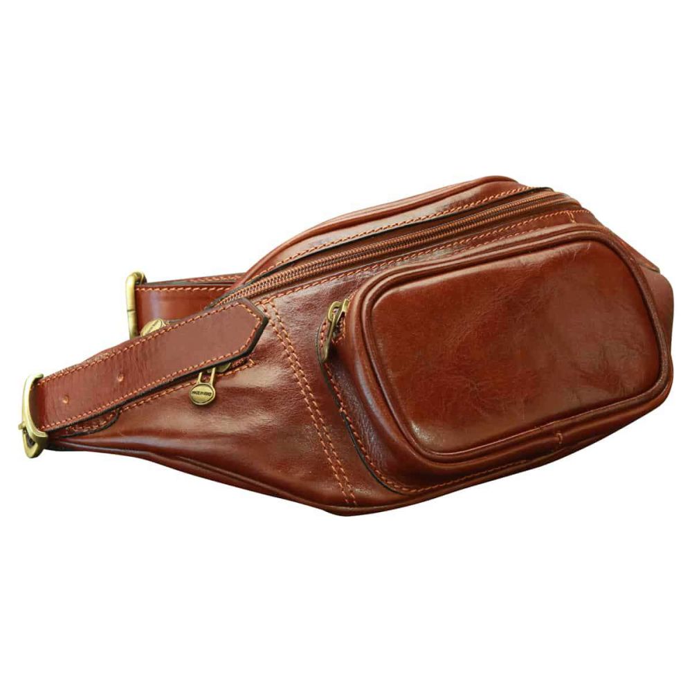 brown leather fanny pack